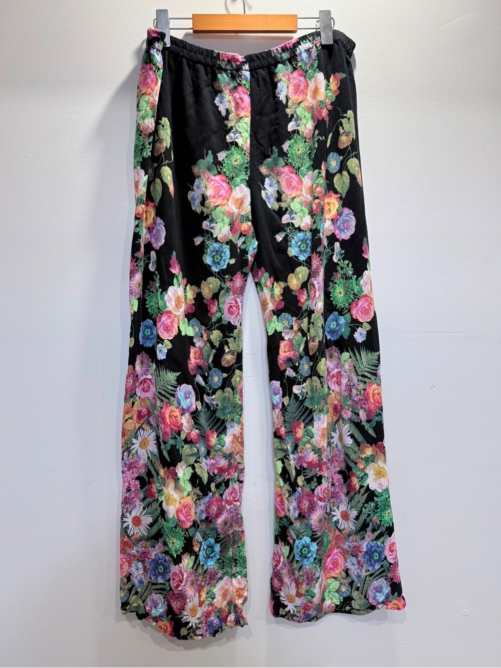 Handmade Floral Wide Leg Pants | One-of-a-Kind Artisan Piece - Picture 2 of 3